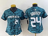 Women's Seattle Mariners #24 Ken Griffey Number Teal 2023 All Star Cool Base Stitched Jersey,baseball caps,new era cap wholesale,wholesale hats